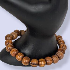 (2/$20) Vintage Wood Beaded Stretch Bracelet